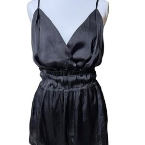 Fashion Nova black satin feel romper